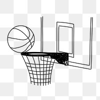 PNG basketball hoop doodle illustration, transparent background