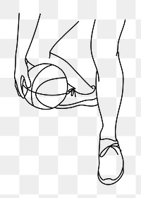 PNG dribbling basketball doodle illustration, transparent background