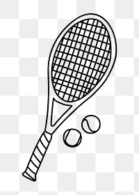 PNG tennis racket & ball doodle illustration, transparent background