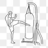 PNG kickboxing training doodle illustration, transparent background