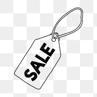 PNG sale tag doodle illustration, transparent background