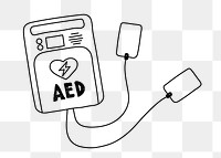 PNG AED machine doodle illustration, transparent background