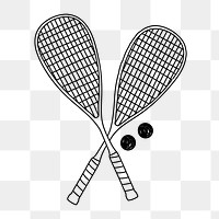 PNG squash racket & balls doodle illustration, transparent background