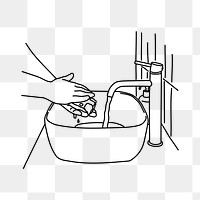 PNG hand washing doodle illustration, transparent background