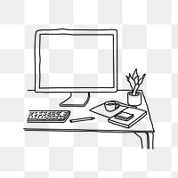 PNG home workspace doodle illustration, transparent background