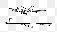 PNG airplane flying doodle illustration, transparent background