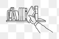 PNG book shelf doodle illustration, transparent background