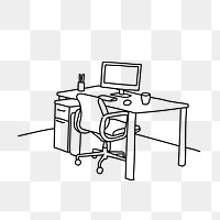 PNG home office doodle illustration, transparent background