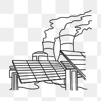 PNG eco industrial factory doodle illustration, transparent background