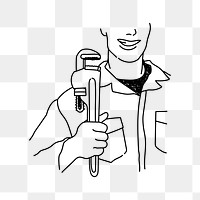 PNG handyman plumber doodle illustration, transparent background