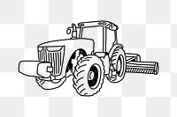 PNG farming tractor doodle illustration, transparent background