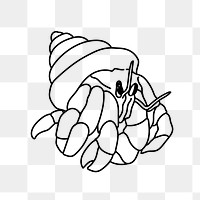 PNG hermit crab doodle illustration, transparent background