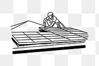 PNG solar cells construction doodle illustration, transparent background