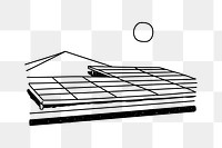 PNG solar panels doodle illustration, transparent background