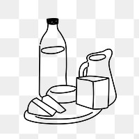 PNG dairy products doodle illustration, transparent background