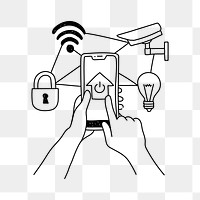 PNG smart home security doodle illustration, transparent background