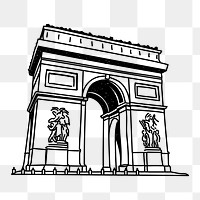 PNG Arc De Triomphe France doodle illustration, transparent background