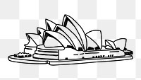 PNG Opera House Sydney doodle illustration, transparent background