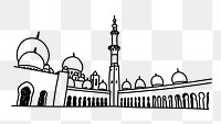 PNG Sheikh Zayed Grand Mosque doodle illustration, transparent background