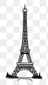 PNG Eiffel Tower Paris doodle illustration, transparent background