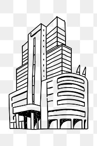 PNG modern building doodle illustration, transparent background