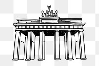 PNG Brandenburg Gate Germany doodle illustration, transparent background