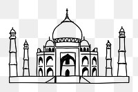 PNG Taj Mahal India doodle illustration, transparent background