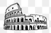 PNG Colosseum Italy doodle illustration, transparent background