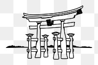PNG Itsukushima Shrine Japan doodle illustration, transparent background