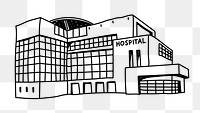 PNG hospital building doodle illustration, transparent background