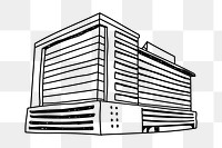 PNG urban office building doodle illustration, transparent background