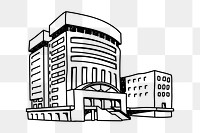 PNG department store building doodle illustration, transparent background