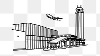 PNG airport & airplane doodle illustration, transparent background