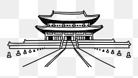 PNG Gyeongbokgung Palace South Korea doodle illustration, transparent background