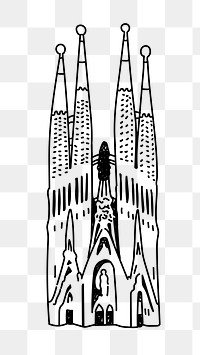 PNG La Sagrada Família Spain doodle illustration, transparent background