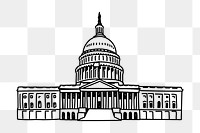 PNG Capitol Building USA doodle illustration, transparent background