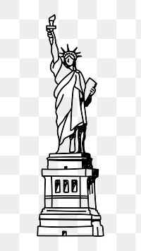 PNG Statue of Liberty USA doodle illustration, transparent background