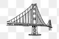 PNG Golden Gate Bridge USA doodle illustration, transparent background