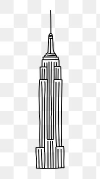 PNG Empire State Building USA doodle illustration, transparent background