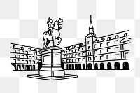 PNG Plaza Mayor Madrid Spain doodle illustration, transparent background