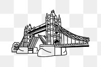 PNG Tower Bridge London doodle illustration, transparent background