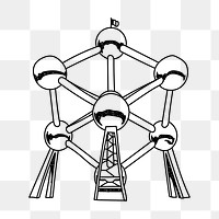 PNG Atomium Belgium doodle illustration, transparent background