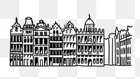 PNG Grand Place Belgium doodle illustration, transparent background