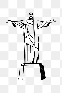 PNG Christ the Redeemer Brazil doodle illustration, transparent background