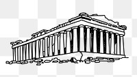 PNG Acropolis of Athens Greece doodle illustration, transparent background