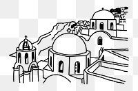 PNG Santorini Greece doodle illustration, transparent background