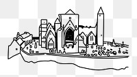 PNG Rock of Cashel Ireland doodle illustration, transparent background