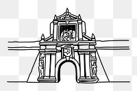 PNG Fort Santiago Philippines doodle illustration, transparent background