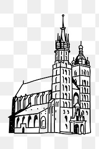 PNG Rynek Główny Poland doodle illustration, transparent background