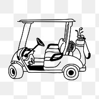 PNG golf cart doodle illustration, transparent background